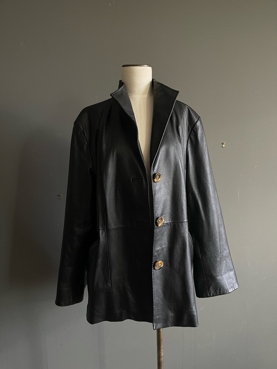 Terry Lewis Classic Luxuries Jackets & Blazers - Terry Lewis Black Leather Jacket Minimal Oversized Blazer Coat Luxe Parisian